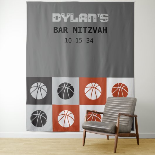 COOL BASKETBALL Bar Mitzvah uitnodiging Wandkleed (In situ)