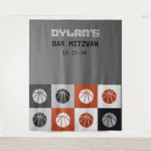 COOL BASKETBALL Bar Mitzvah uitnodiging Wandkleed (Voorkant)
