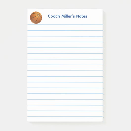 Cool Basketball Coach Lined Custom Post-it® Notes (Voorkant)