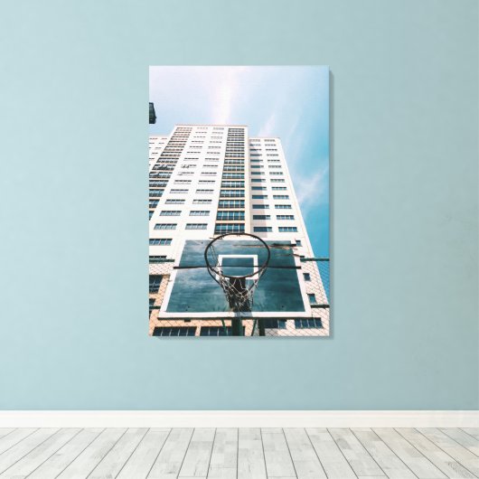 Cool Basketball Hoop Canvas Afdruk (Insitu (Houten vloer))