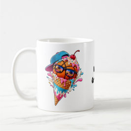 Cool Basketball Ice Cream Cone with Sunglasses Cap Koffiemok