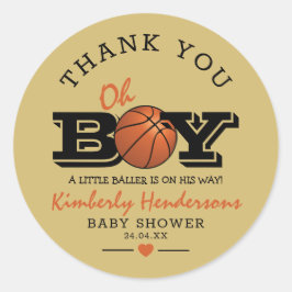 Cool Basketball "Oh Boy" Baby shower Dank u Ronde Sticker