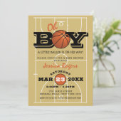 Cool Basketball "Oh Boy"-Baby shower Kaart (Staand voorkant)