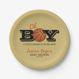 Cool Basketball "Oh Boy"-Baby shower Papieren Bordje