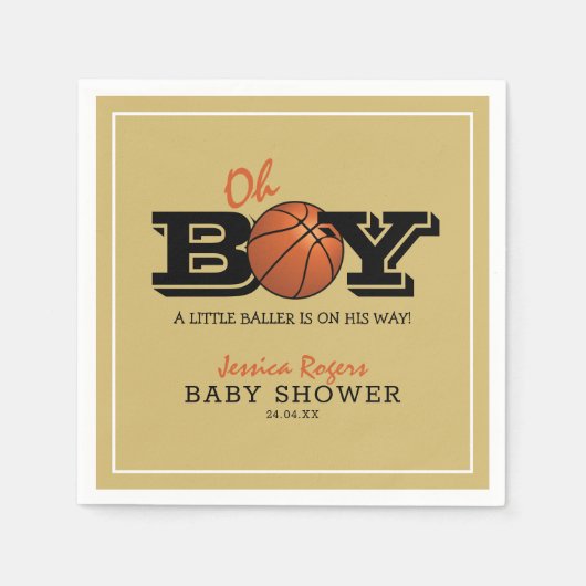 Cool Basketball "Oh Boy"-Baby shower Servet (Voorkant)