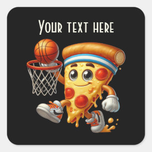 Cool Basketball pizza party tekst toevoegen Vierkante Sticker