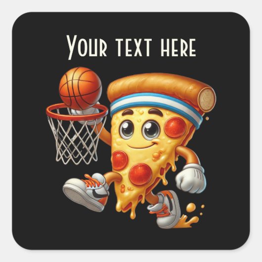 Cool Basketball pizza party tekst toevoegen Vierkante Sticker (Voorkant)
