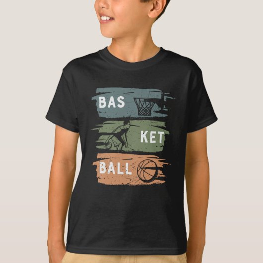 Cool basketbalontwerp met 3 kleuren t-shirt (Voorkant)