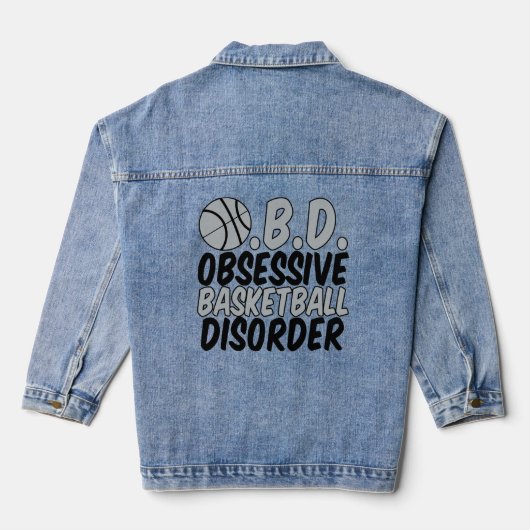 Cool Basketbalspeler Humor Zwart Grijs Kinderen Denim Jacket (Achterkant)