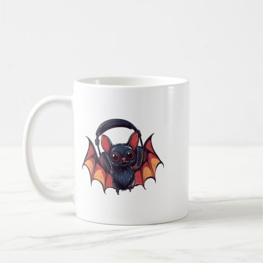 Cool Bat With Headphones Flies With Cool Jams For Koffiemok (Links)