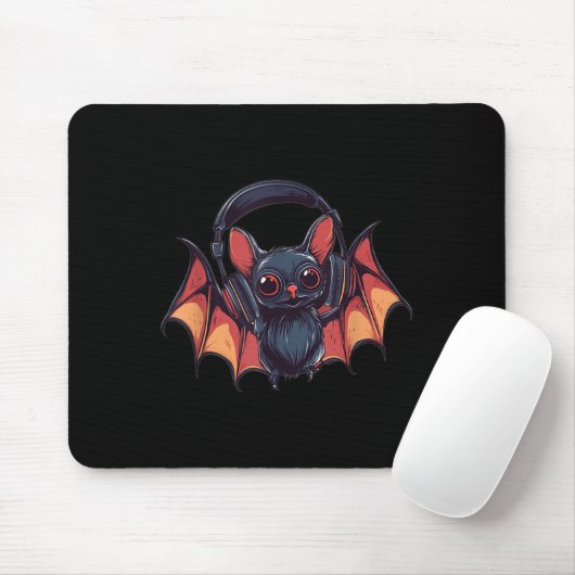 Cool Bat With Headphones Flies With Cool Jams For Muismat (Met muis)
