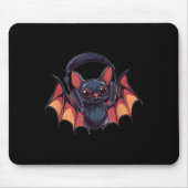 Cool Bat With Headphones Flies With Cool Jams For Muismat (Voorkant)