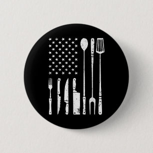 Cool BBQ Grilling Design voor Mannen Vrouwen Barbe Ronde Button 5,7 Cm