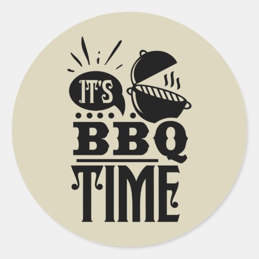 Cool BBQ tijd woord kunst Ronde Sticker (Voorkant)