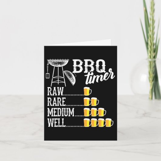 Cool BBQ Timer Raw Rare Medium Well Funny Beer Dri Kaart (Voorkant)