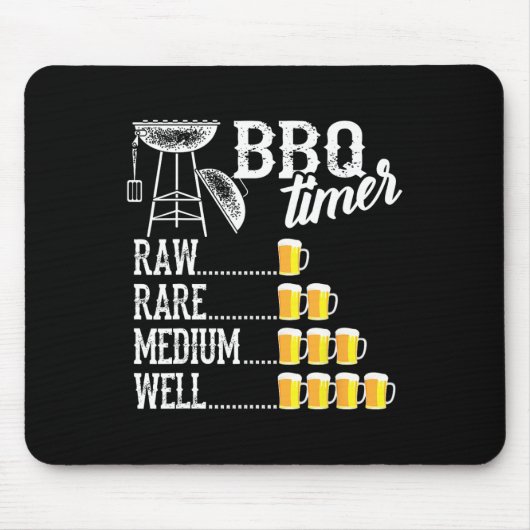 Cool Bbq Timer Raw Rare Medium Well Funny Beer Dri Muismat (Voorkant)