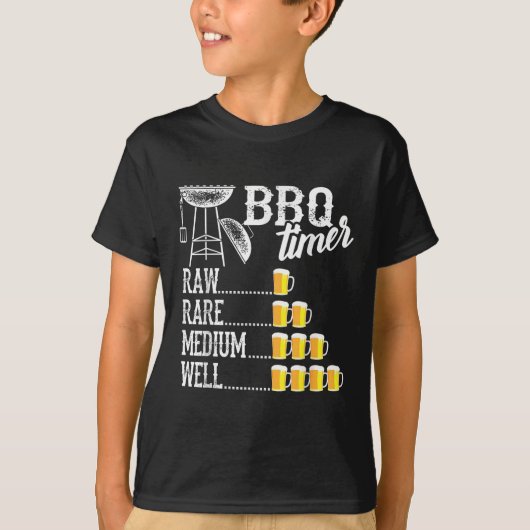 Cool BBQ Timer Raw Rare Medium Well Funny Beer Dri T-shirt (Voorkant)