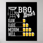 Cool Bbq-timer Raw Rare Medium Well Leuke Bier Dou Poster (Voorkant)