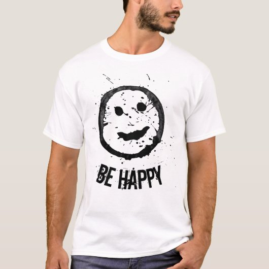 Cool Be Happy Smile gezicht aangepaste tekst T-shirt (Voorkant)
