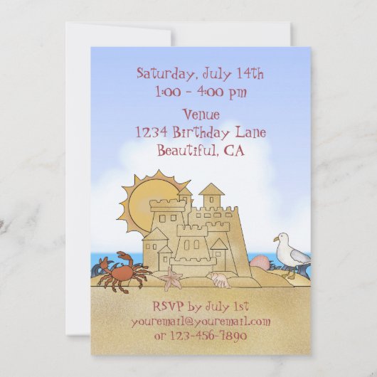 Cool Beach Baby 1e Verjaardagsuitnodiging voor Mei Kaart (Achterkant)