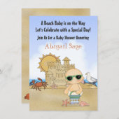 Cool Beach Baby en Sandcastle Neutraal Baby shower Kaart (Voorkant / Achterkant)