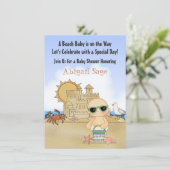 Cool Beach Baby en Sandcastle Neutraal Baby shower Kaart (Staand voorkant)