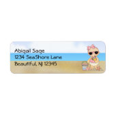 Cool Beach Baby meisje nippen een limonade adres Etiket (Voorkant)