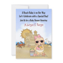 Cool Beach Baby Meisjes Baby shower Uitnodiging