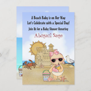 Cool Beach Baby Meisjes Baby shower Uitnodiging