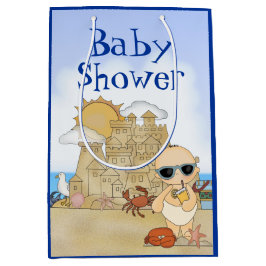 Cool Beach Baby Sandcastle Boy Baby shower Medium Cadeauzakje