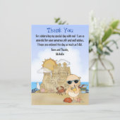 Cool Beach Baby Sandcastle Boys Baby shower Flat Bedankkaart (Staand voorkant)
