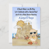 Cool Beach Baby Sandcastle Boys Baby shower Kaart (Voorkant)