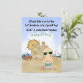 Cool Beach Baby Sandcastle Neutraal Baby shower Kaart (Staand voorkant)