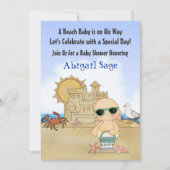 Cool Beach Baby shower Uitnodiging voor Jongens (Voorkant)