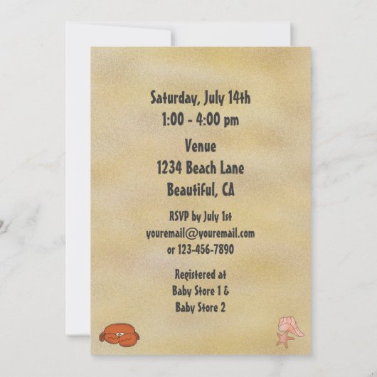 Cool Beach Baby shower Uitnodiging voor Jongens (Achterkant)