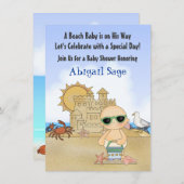 Cool Beach Baby shower Uitnodiging voor Jongens (Voorkant / Achterkant)