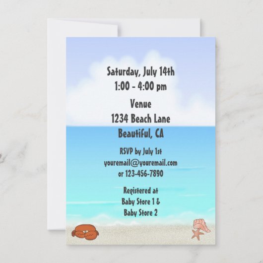 Cool Beach Baby shower Uitnodiging voor Jongens (Achterkant)