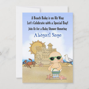 Cool Beach Baby shower Uitnodiging voor Jongens
