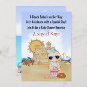 Cool Beach Baby shower Uitnodiging voor meisjes (Voorkant / Achterkant)