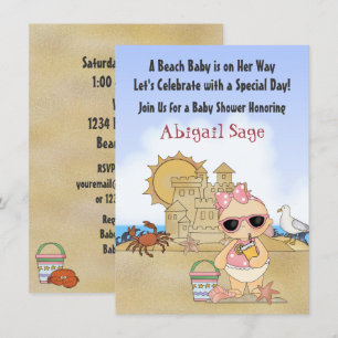Cool Beach Baby shower Uitnodiging voor meisjes