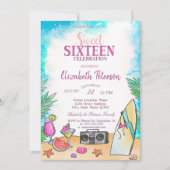 Cool Beach Cocktail Fruits Summer Sweet 16 Party Kaart (Voorkant)