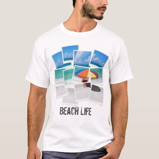 Cool Beach Life Parasol Fotolijst Collage T-shirt (Voorkant)