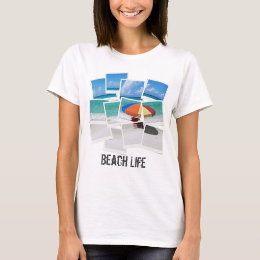 Cool Beach Life Umbrella Photo Lijst Collage T-shirt (Voorkant)