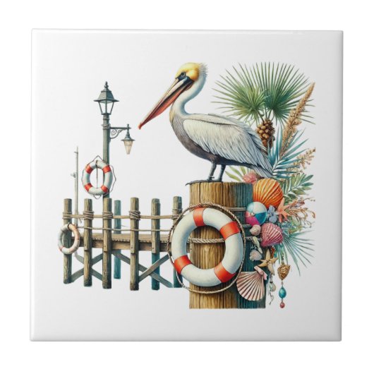 Cool beach pelican lovers tegeltje (Voorkant)
