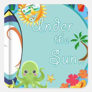 Cool Beach Surf Vierkante Sticker