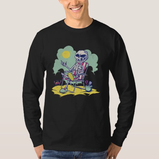 Cool Beach Vacation Skeleton Summer Time Crab Scho T-shirt (Voorkant)