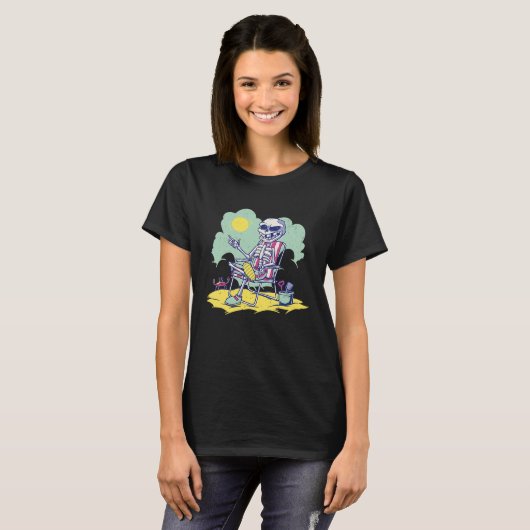 Cool Beach Vacation Skeleton Summer Time Crab Scho T-shirt (Voorkant volledig)