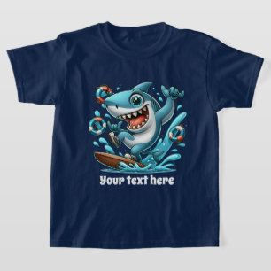 Cool Beach voeg tekst unisex kinder haai toe T-shirt