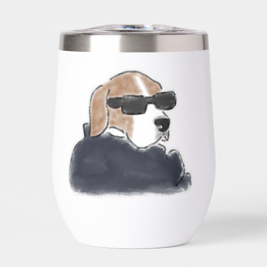 Cool Beagle-hond draagt zonnebril en jas Illu (Voorkant)