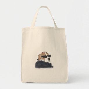 Cool Beagle-hond draagt zonnebril en jas Illu Tote Bag